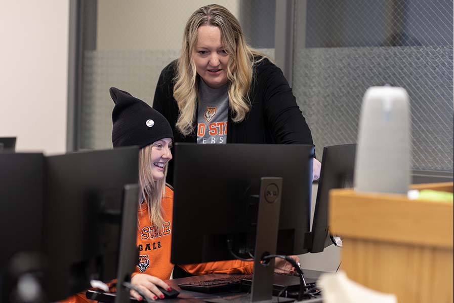 Students working in a computer lab