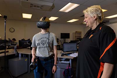 Computer Aided Design Drafting student working with VR glasses