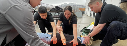 EMT Students from the Workforce Training/ Continuing Education program practicing skills