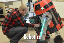 Student working on a robot 