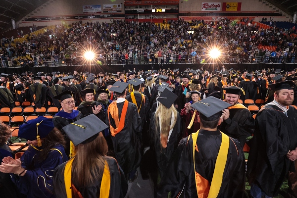 Students waiting for commencement to begin