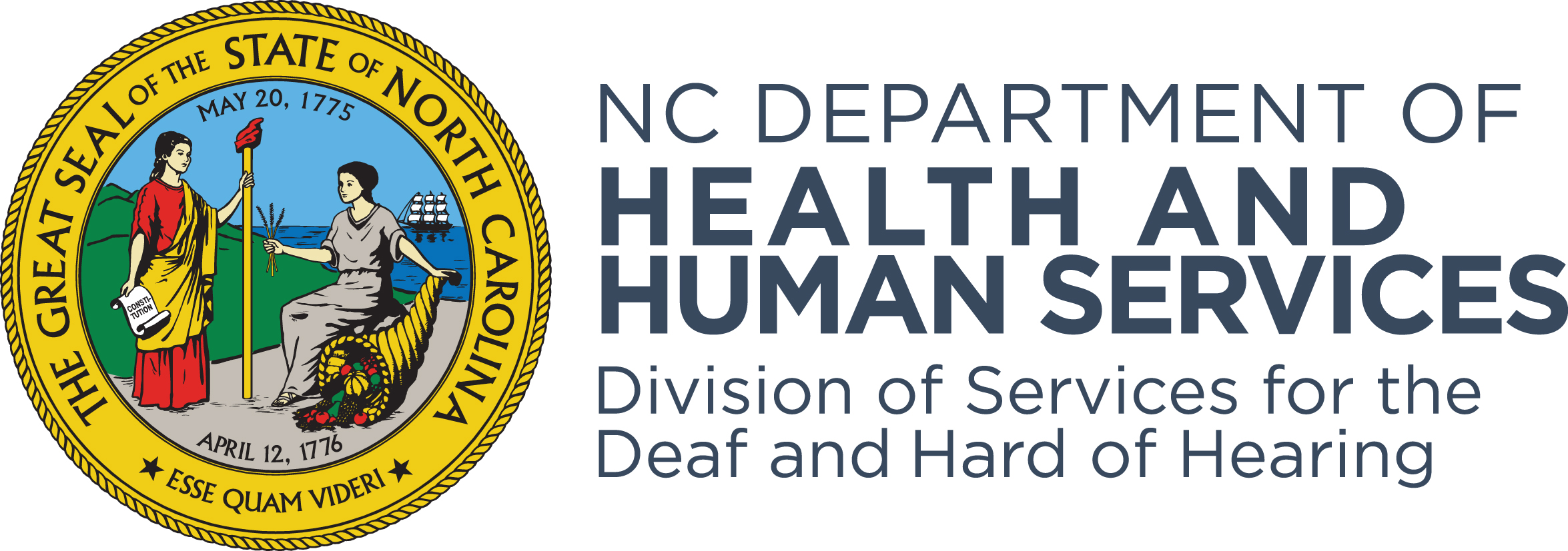 Seal of the State of North Carolina and the words NC Department of DHHS
