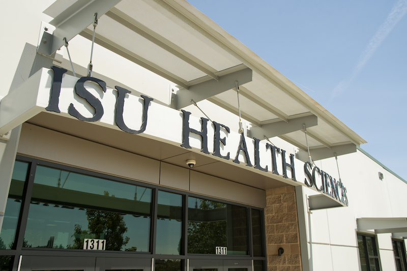 The Meridian Health Sciences Building. Text on building reads 