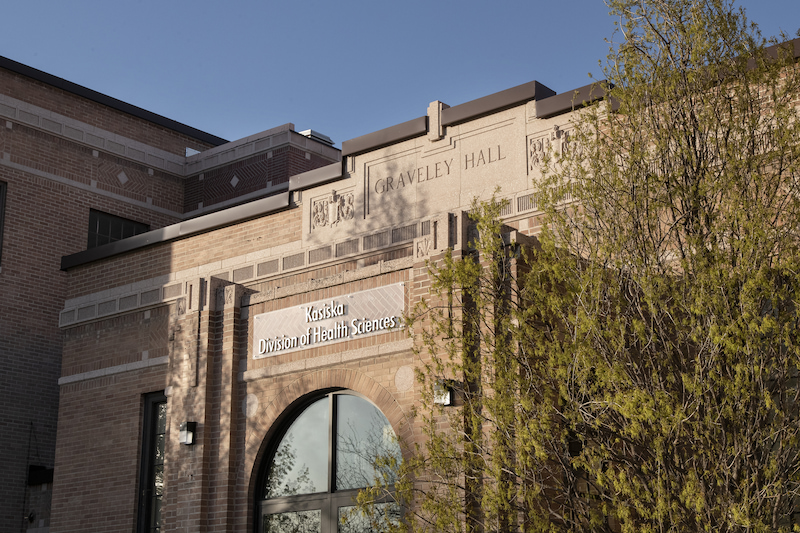 Picture of Gravely Hall. Text on building reads 