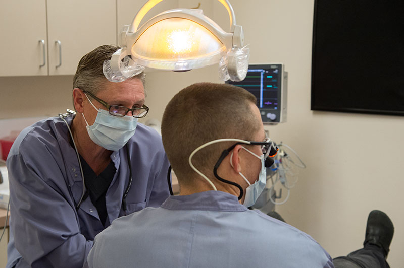 Student learns dental technique