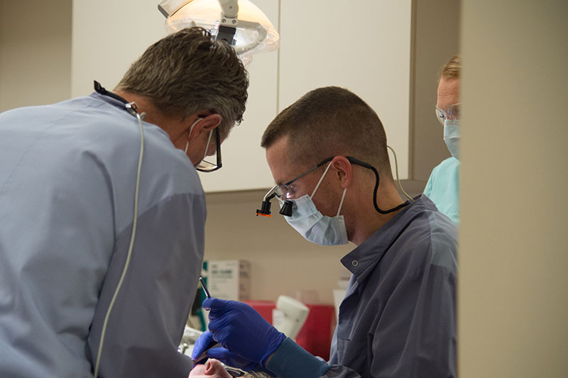 Student learns dental techniques