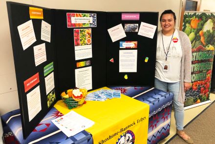 Native American Dietetics Student at Nutrition Fair Booth