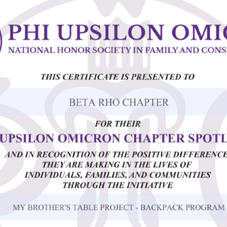 Phi U logo on national certificate of recognition