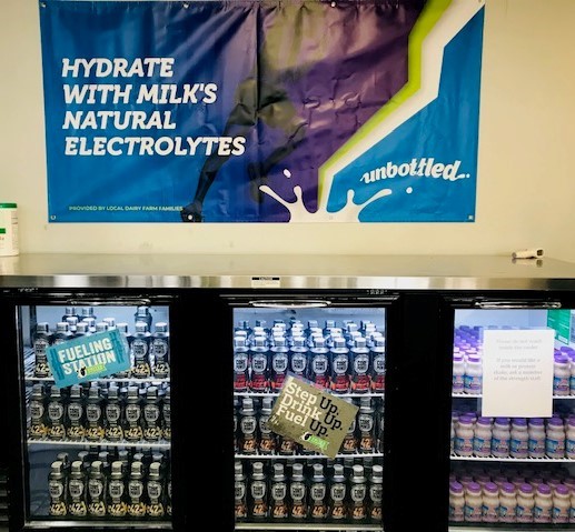 Picture of vending commercial refrigerator filled with chocolate milk