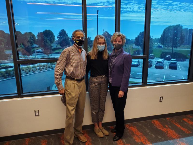 Bill “Action” Jackson and award recipient Anna Grace Bloomquist with Dr. Karen Neill, Associate Dean School of Nursing