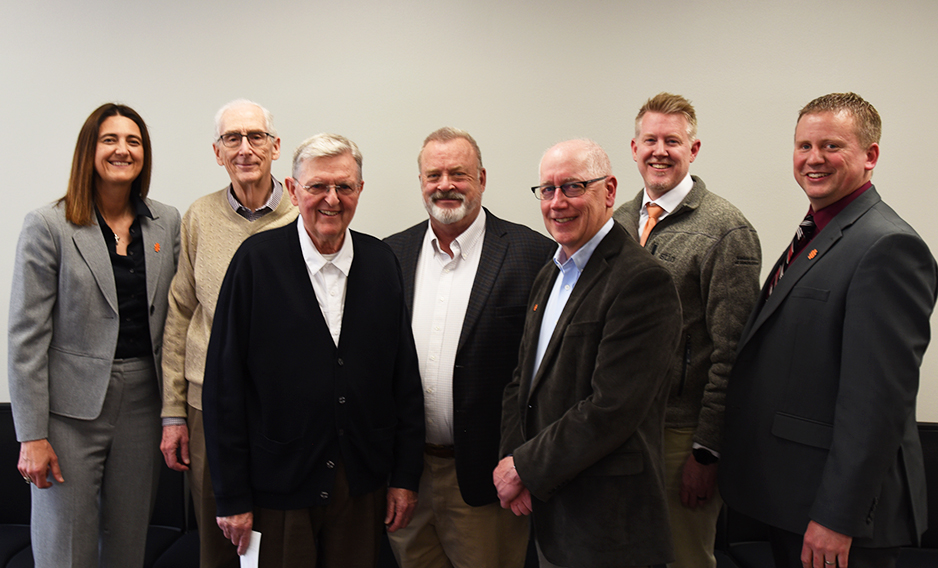 ISU officials pose with board members from the Kasiska Family Foundation