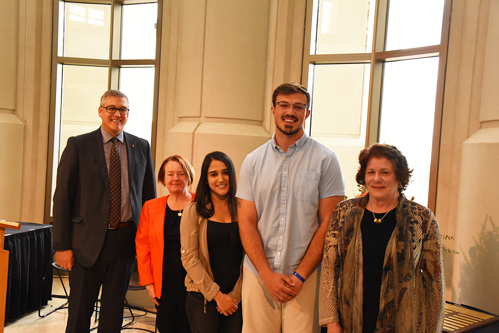 Graduates Zion Dixon and Maribel Soto-Cruz receive award from College of Health Dean Teresa Conner