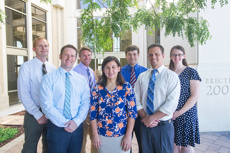 Class of 2018 Family Medicine Residency Graduates (from left) Squire Hepworth, David Kimball, Lance Adams, Jessica Mendez, Andrew Thomas, Eric Jensen, Ashley Curtis