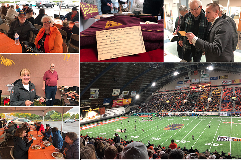 Alumni and friends weekend highlights: tailgate party with Marla's cooking, dinner and entertainment on the quad, and football game (ISU vs. U of I)