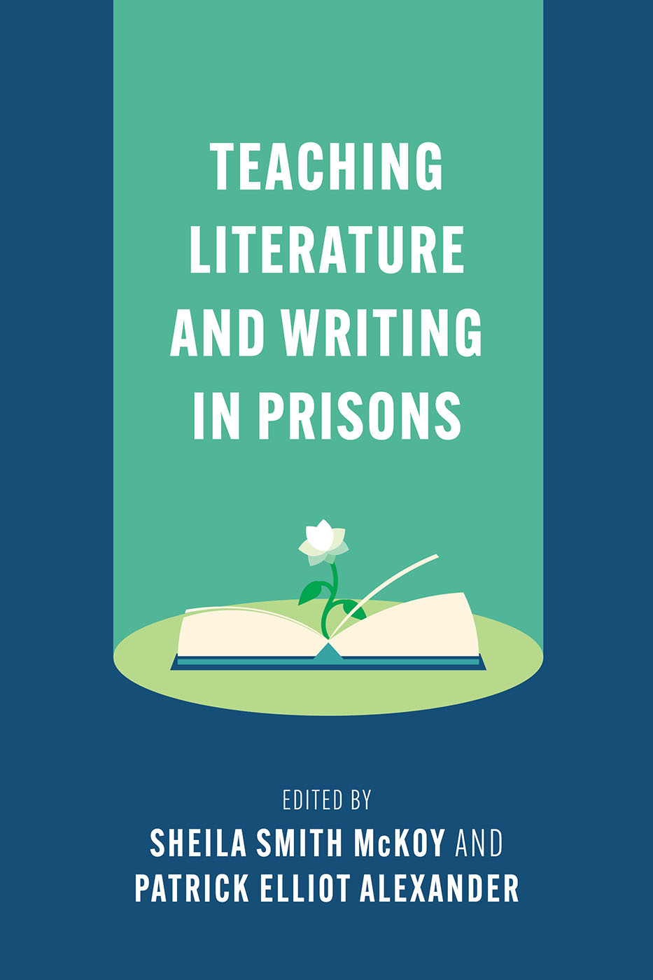The cover of the Book Teaching Literature and Writing in Prisons with a picture of an open book