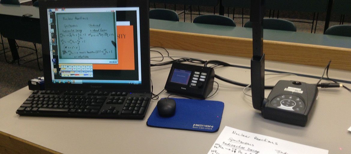 Computer terminal being used in a math lecture