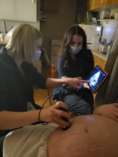Ultrasound being completed on pregnant patient