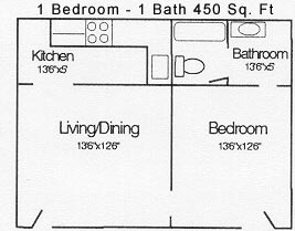 Floor plan West Campus 1 bed, 1 bath