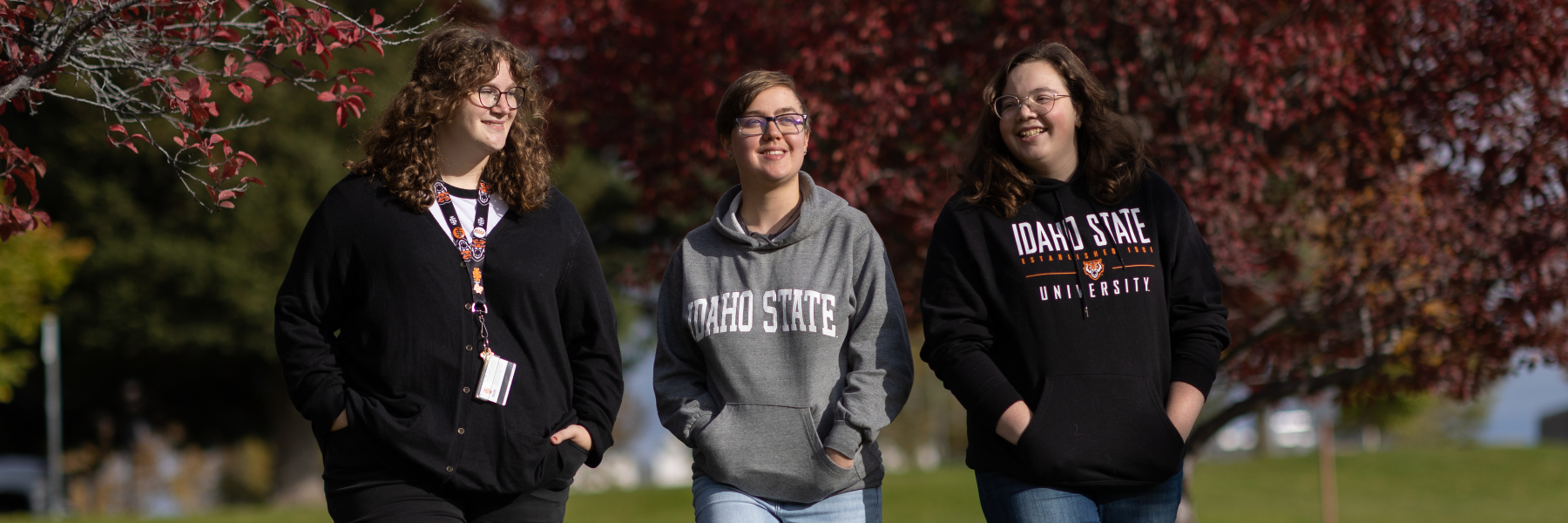 Three ISU Student walking the Idaho Falls Campus