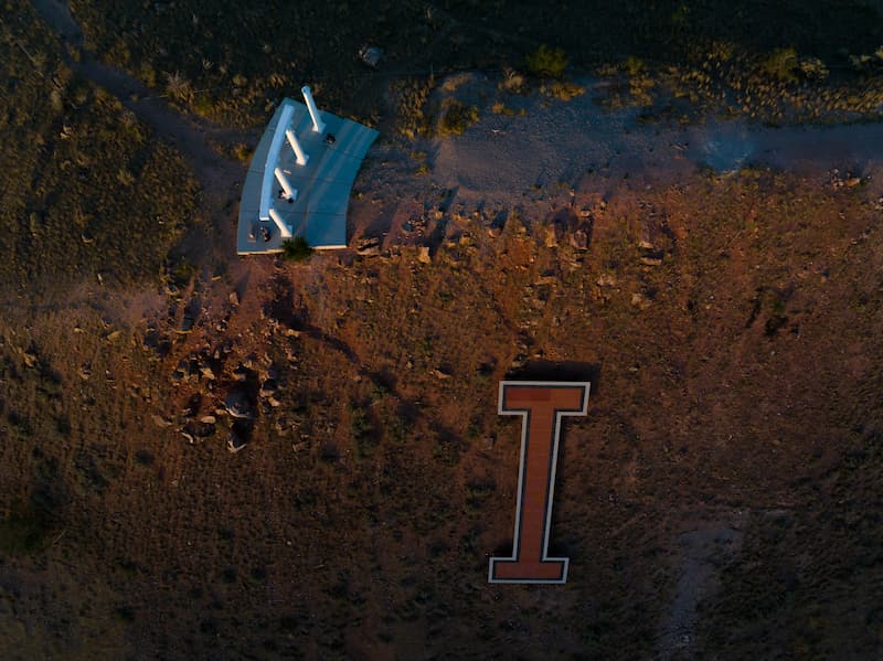 Red hill at dusk with the ISU I visable