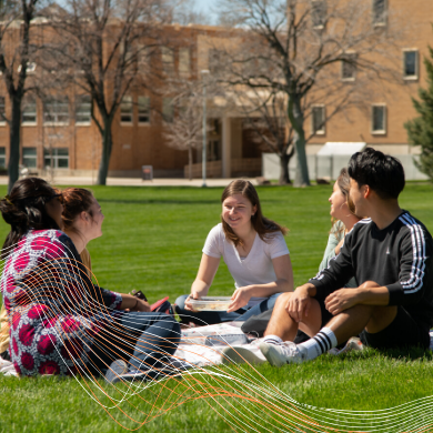 Students having a picnic