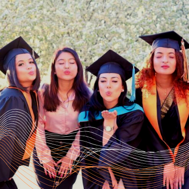 Four graduating international students
