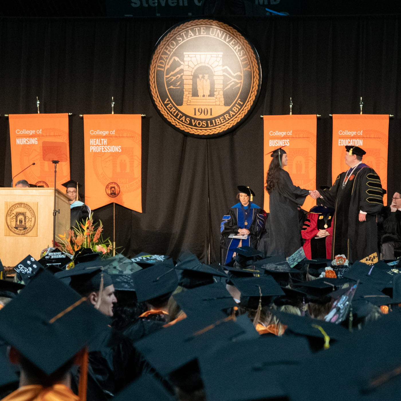 ISU students gathered at commencement