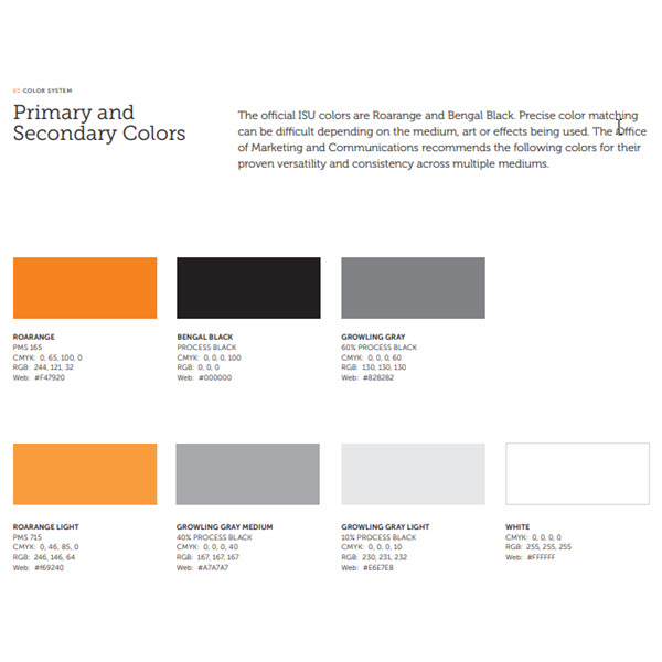 A sample of ISU colors