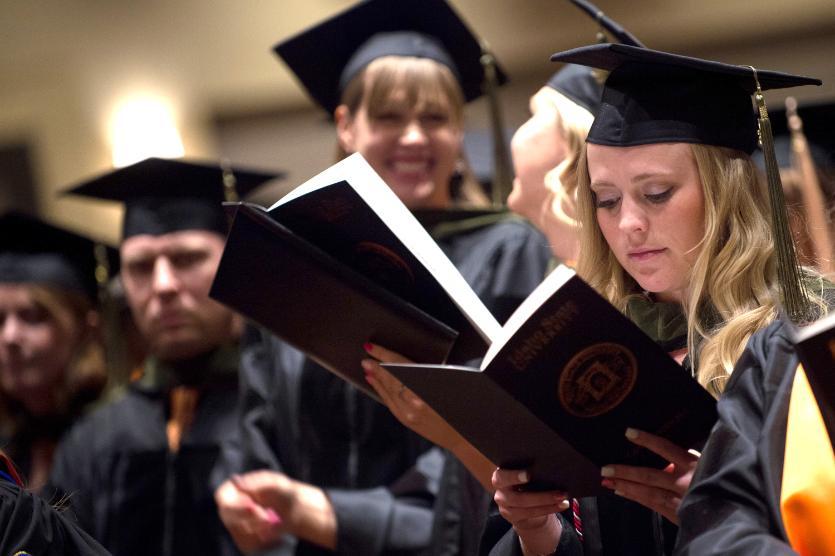 Students dressed in regalia