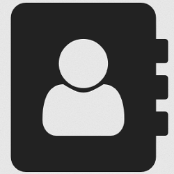 A directory icon featuring an address book and silhouette.