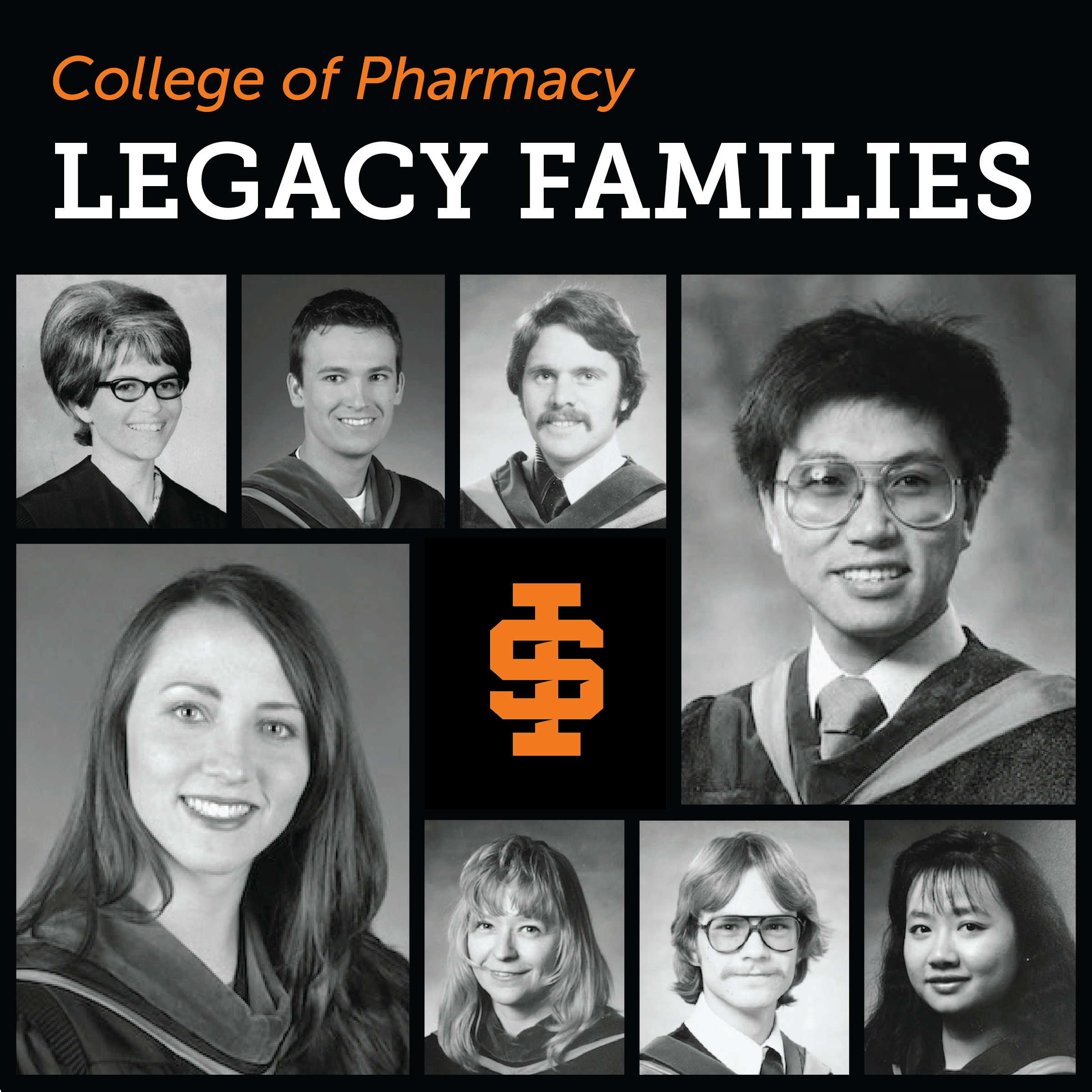 College of Pharmacy Legacy Families. Images of past COP graduates that have multiple family members who have also graduated from the COP program.