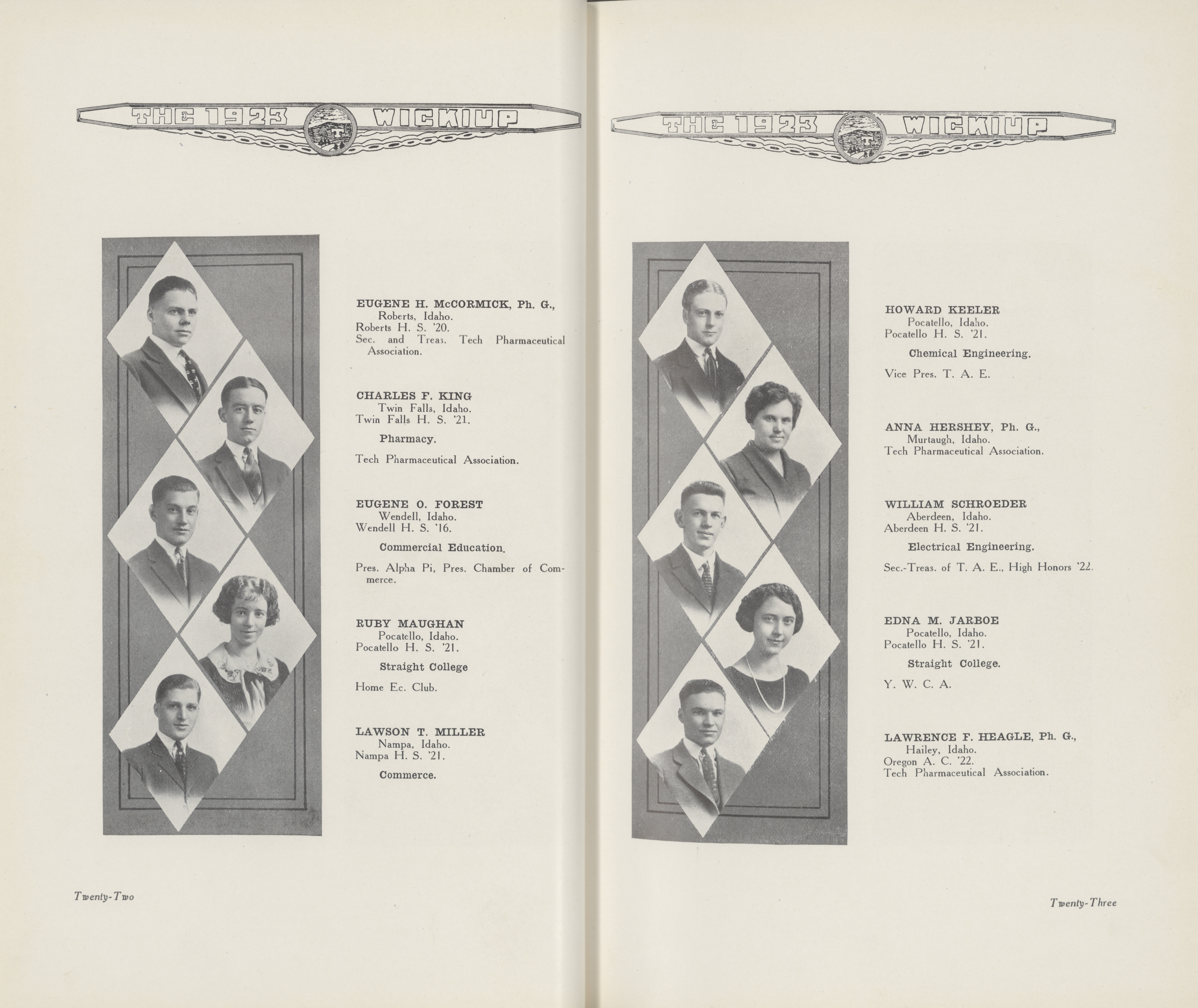 1923 Wickiup photo of pharmacy students