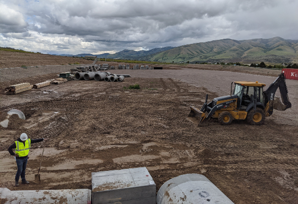 Outdoor rubble pile prior to completion