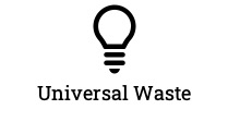 Pictogram of a light bulb with the text universal waste