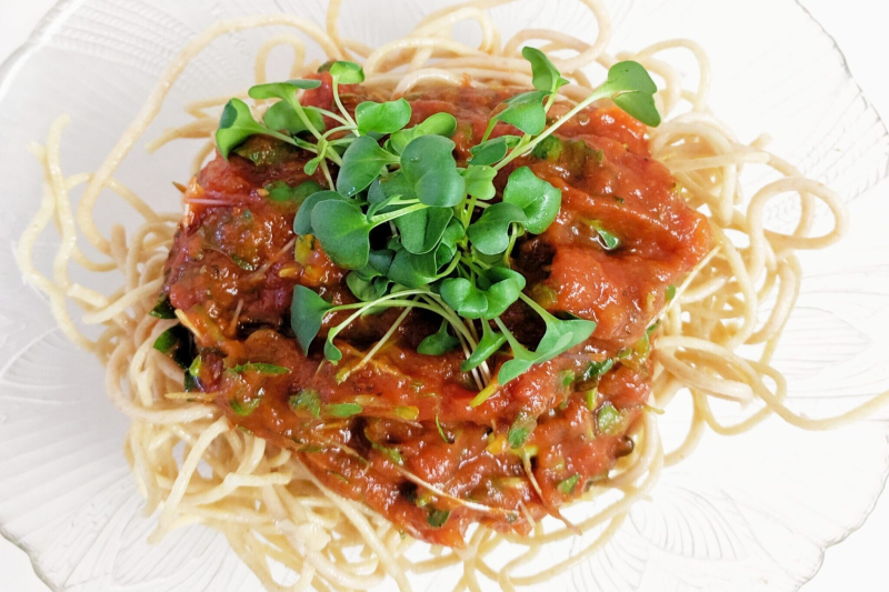Spaghetti with Microgreens