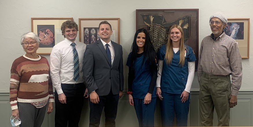 Students with William Jackson receiving John William Jackson Fund scholarships