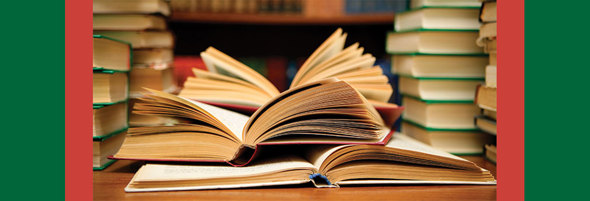 Open books on a table