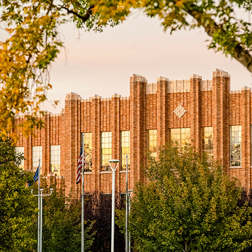 View of the Administration building at eveningtime