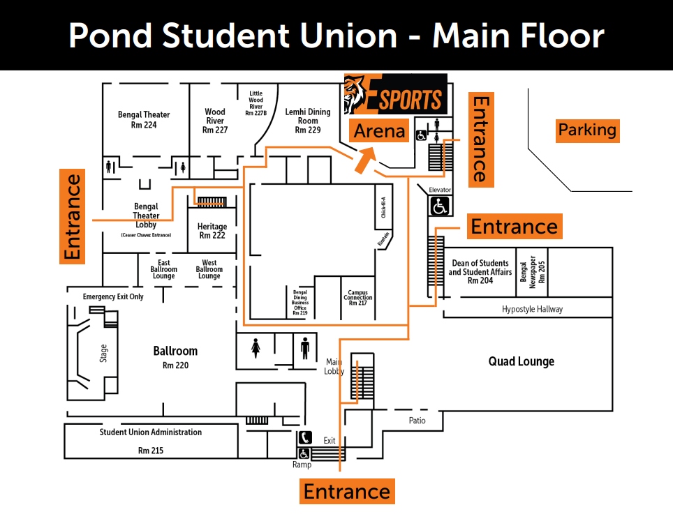 Map of the first floor of the Student Union Building