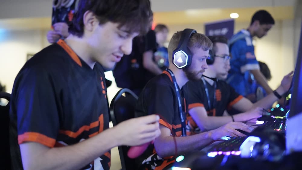 Up close, profile view of our team preparing for their next match
