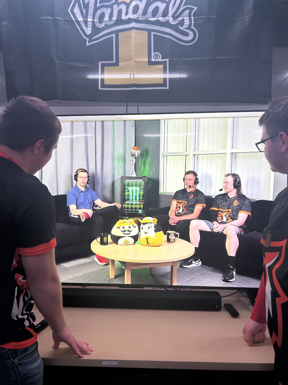 Braden & Andrew watching a live interview of Charles & Cody on University of Idaho’s Twitch stream