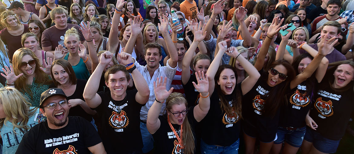 Students cheering at concert on the quad