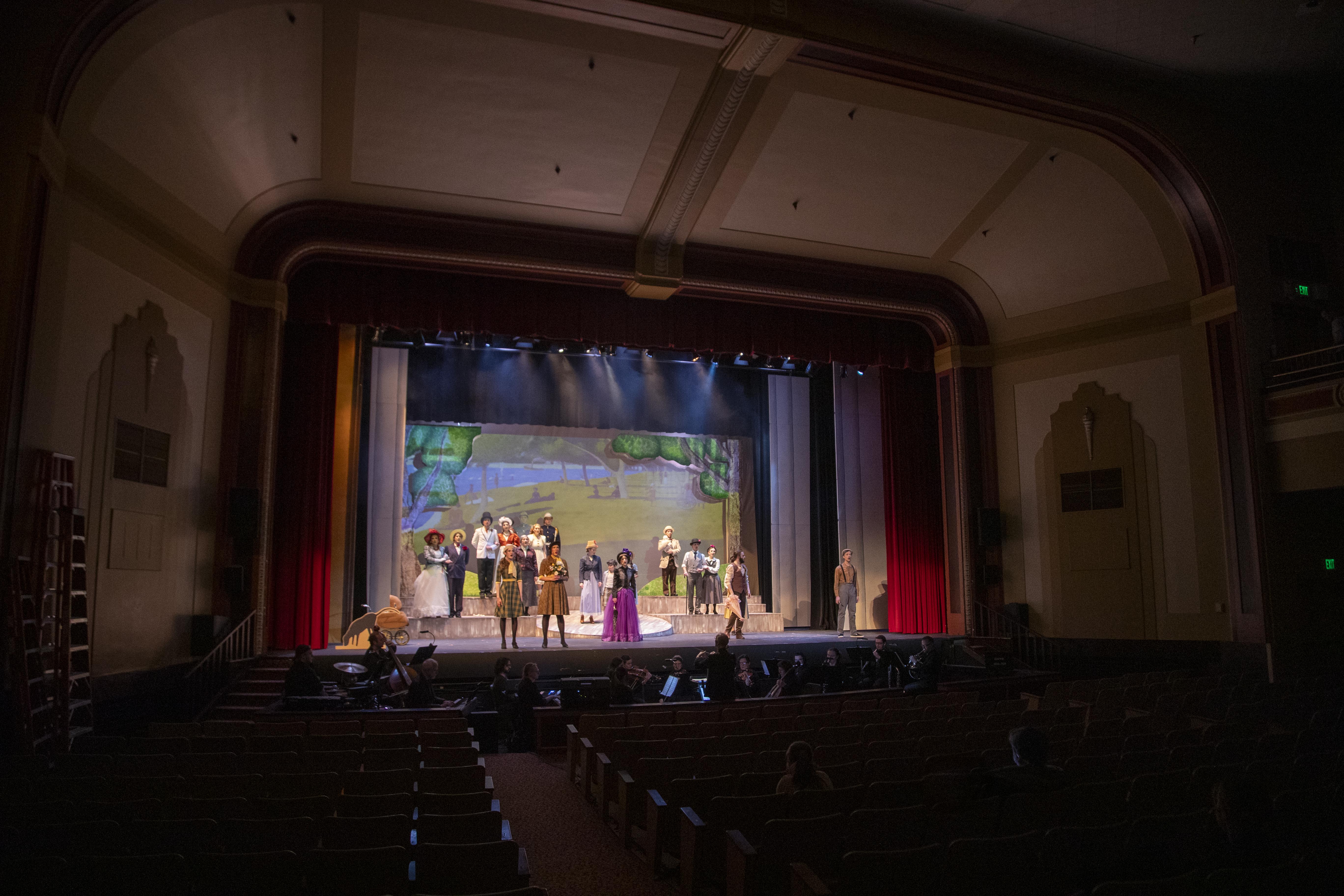 Student actors on stage of the Frazier Theatre