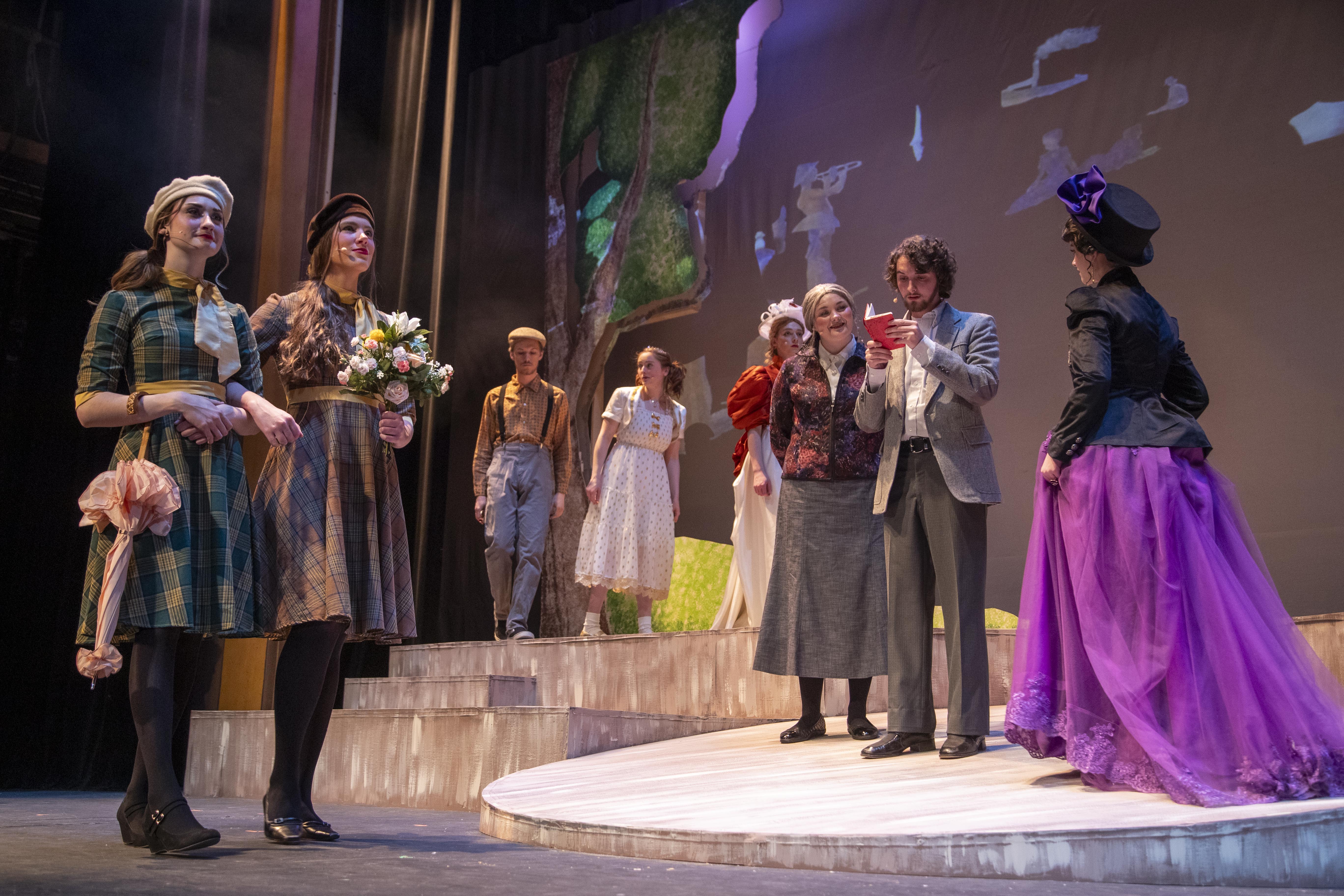 Student actors on stage of the Frazier Theatre