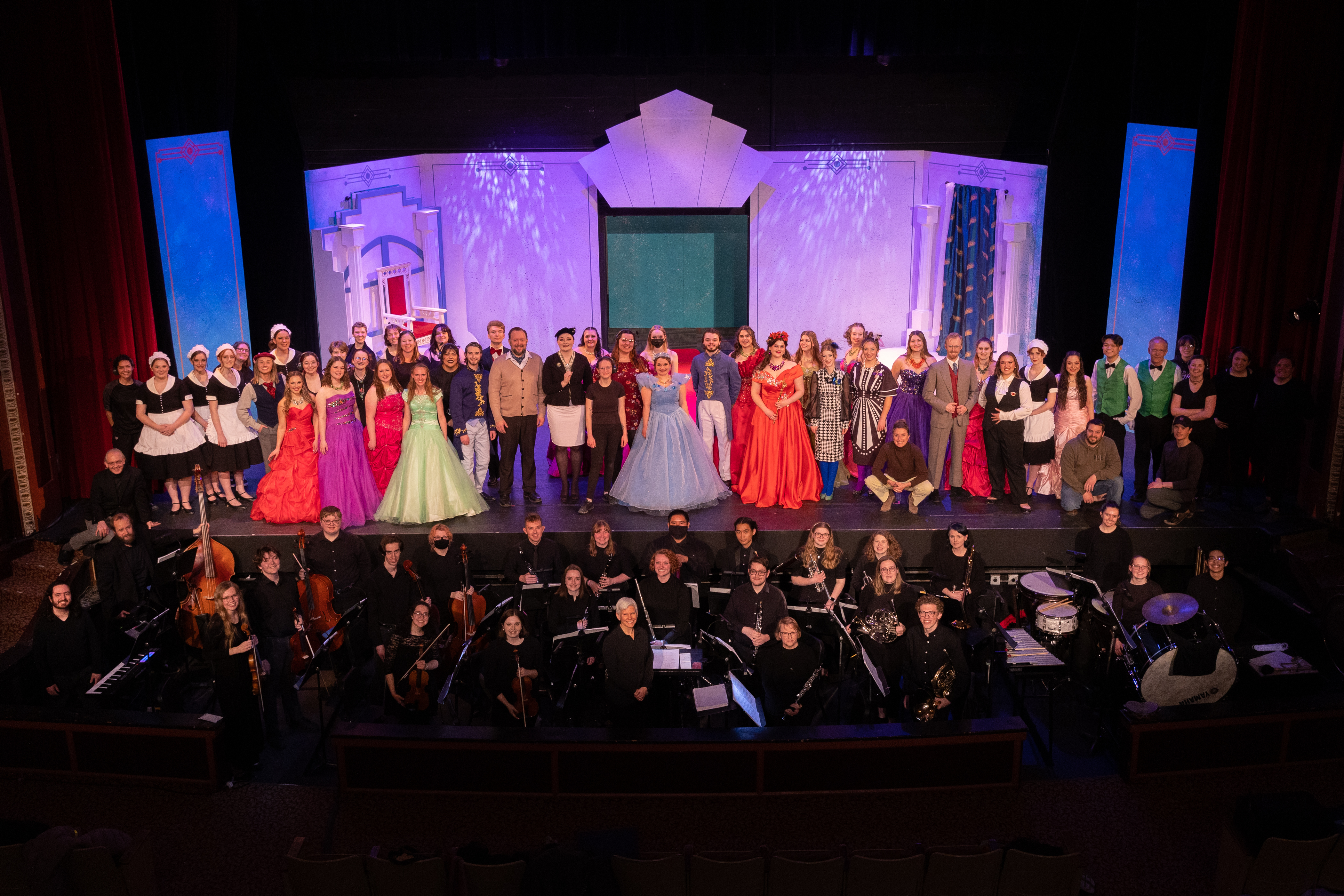Student actors on stage of the Frazier Theatre