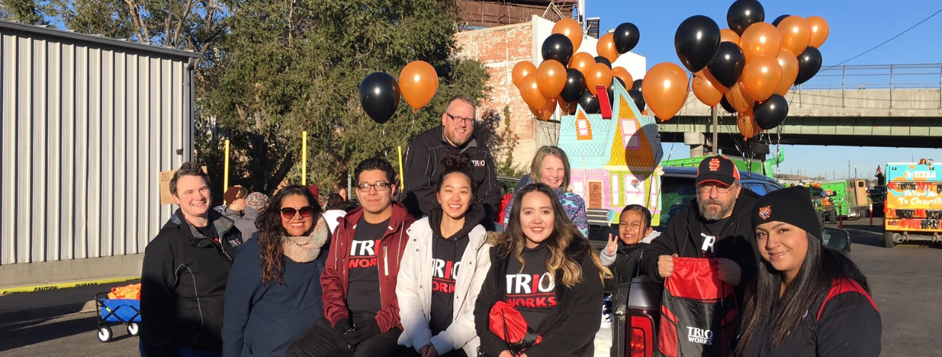 Students in front of Trio Parade Truck