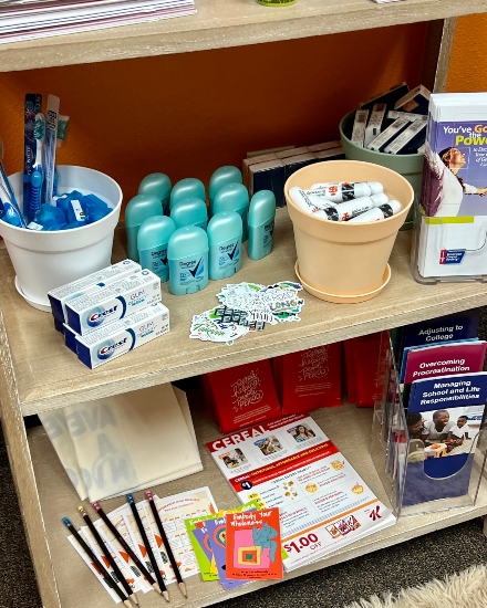 Idaho Falls Campus Wellness Shelves with free supplies