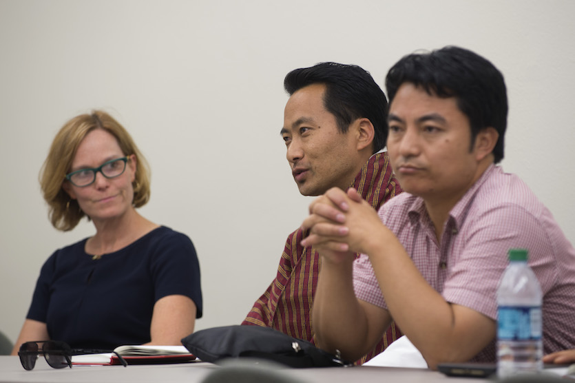 ISU Professor Donna Lybecker with two Bhutan government officials.