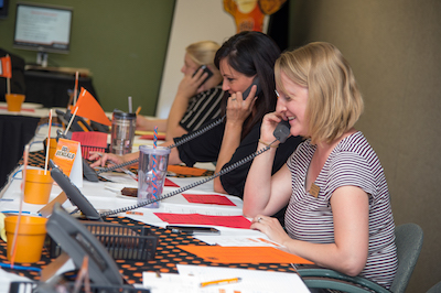 Three callers from the 2016 I Love ISU campaign on the phone.