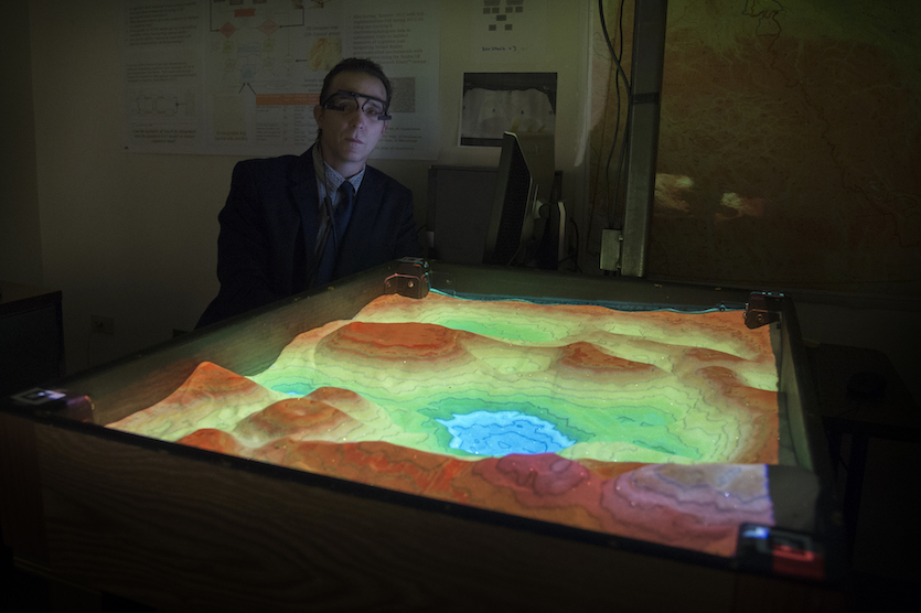 Richardson in the background with his 3-D table in the foreground. 